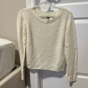 white knit sweater